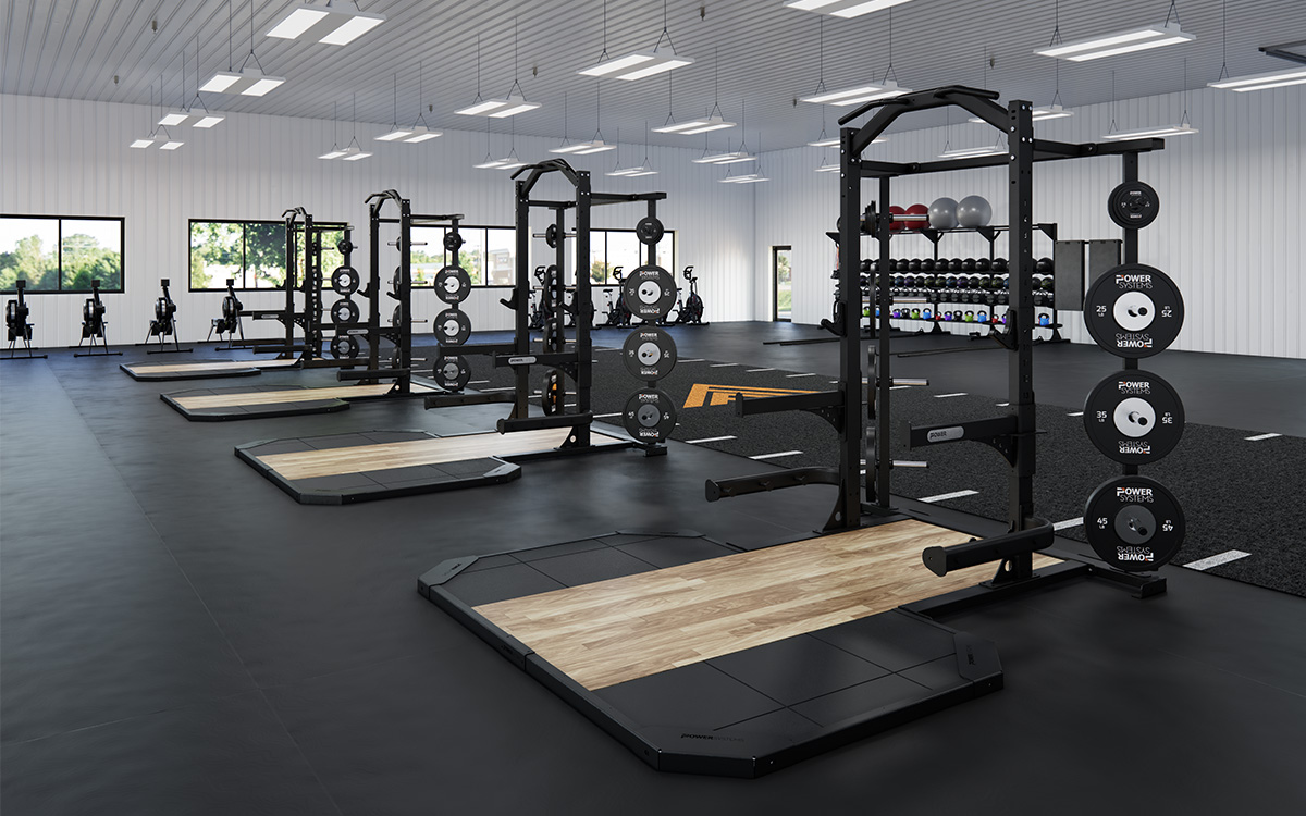 Closeup on Racks at Strength Training Facility